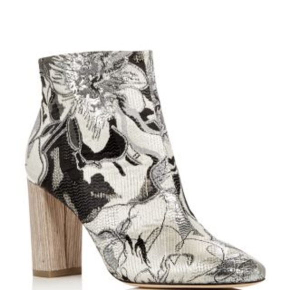 NIB POUR LA VICTOIRE Rickie Brocade Steel Grey High Heel Ankle Boots sz 10 - Picture 3 of 16